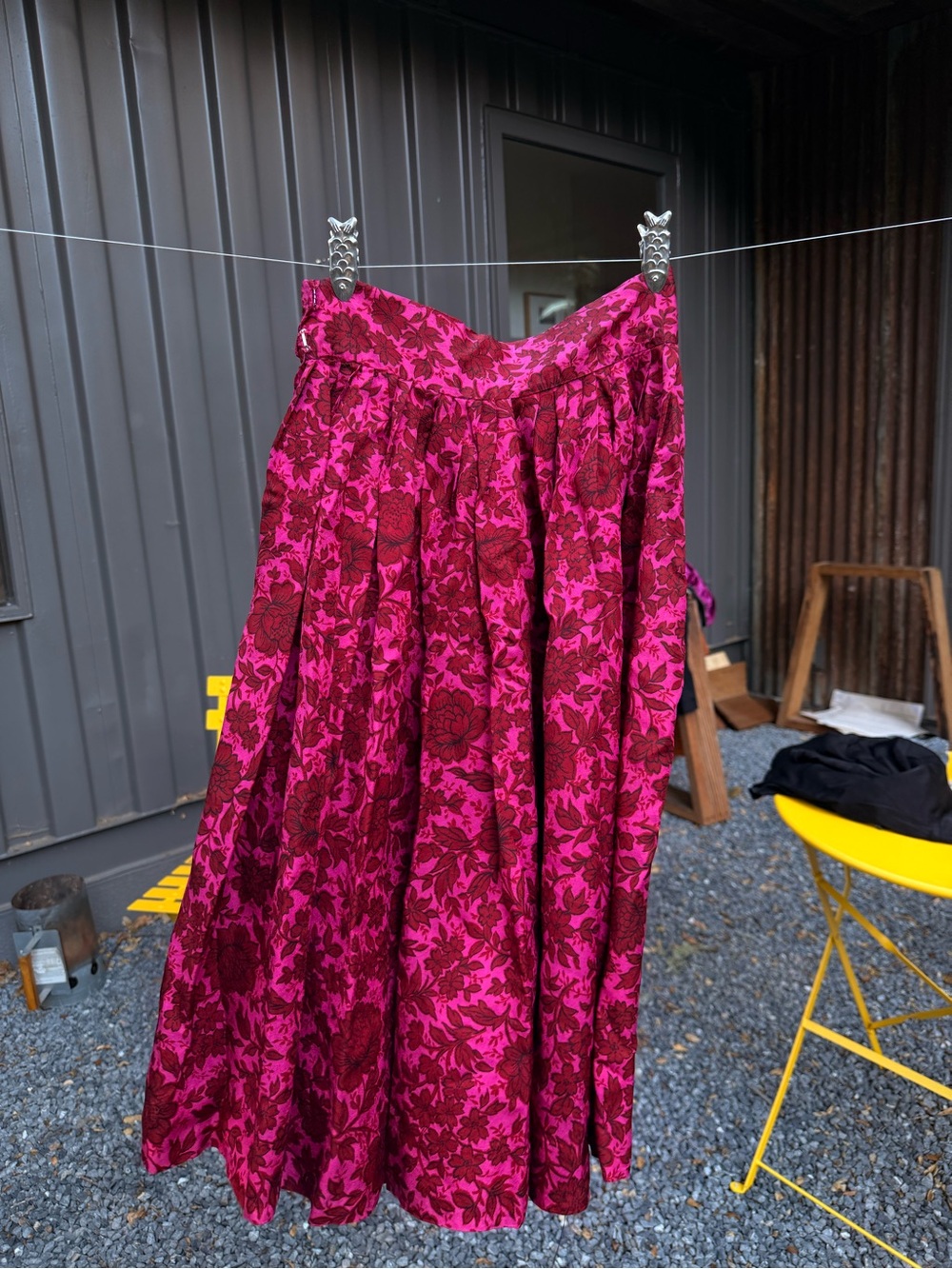 Vintage Fuchsia and Deep Pink Floral Full Skirt